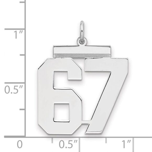 Sterling Silver, Athletic Collection, Large Polished Number 67 Pendant - Picture 2 of 3